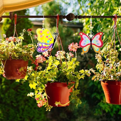 Dunzoom 30 Set Butterfly Suncatchers Kit Spring Summer DIY Window Suncatchers Craft Make Your Own Butterfly Suncatchers Ornaments Painting Craft Kits for Party Painting Activity Decoration - Image 4