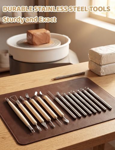 14Pcs Clay Sculpting Tools Kit, Ceramic Clay Ball Stylus Dot Painting Tools, Air Dry Clay Tools Set for Carving, Dotting, Embossing, Shaping, Molding, Pottery Crafts, Nail Art, Rhinestone, Rock - Image 6