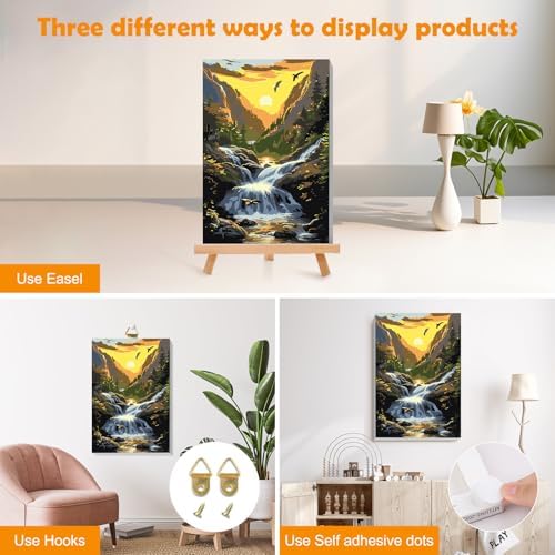 MOGTAA Landscape Paint by Numbers Kit for Adults Beginners with Frame, Sunset Adult Paint by Number Kits on Canvas with Easel, Easy DIY Oil Painting Kits for Home Decor, 8x12in - Image 3
