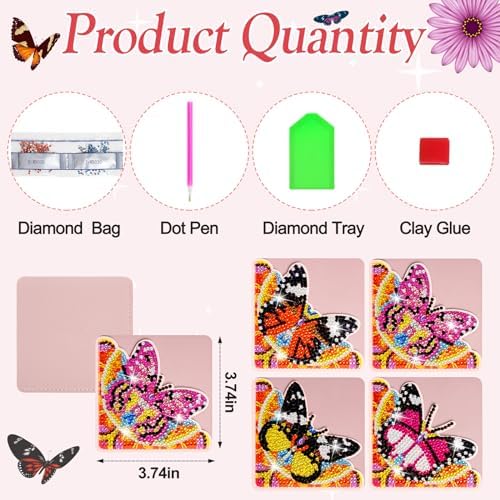 WIVICO 4Pcs Diamond Painting Bookmarks, Diamond Pearl Art Kits for Adults - Image 2