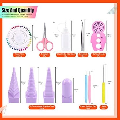 Tanstic 64Pcs Paper Quilling Kits, 45 Colors 900 Strips Paper Quilling Tools and Supplies for Beginners Perfect DIY Handcraft Quilling Set - Image 3
