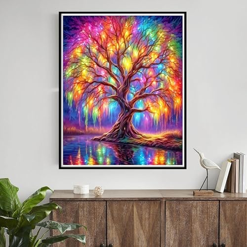 Yunruily Tree of Life Paint by Numbers Adult-Tree of Life Canvas Paint by Numbers for Adults,Painting by Number Canvas for Adults for Gifts and Home Wall Decor(with Gifts Box) 16x20inch - Image 2