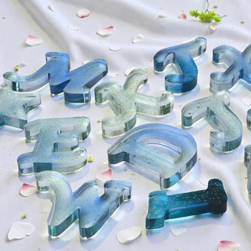 Resin Letter Keychain Mold Kit, Obverse Alphabet Resin Mold 167Pcs Set – Reversed Letter Silicone DIY Epoxy Casting Kit for Making Ornament Keychain & Pendant Jewelry - Image 3