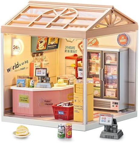 24/7 Convenience Store Miniature House Kit with Light by BeepZipp