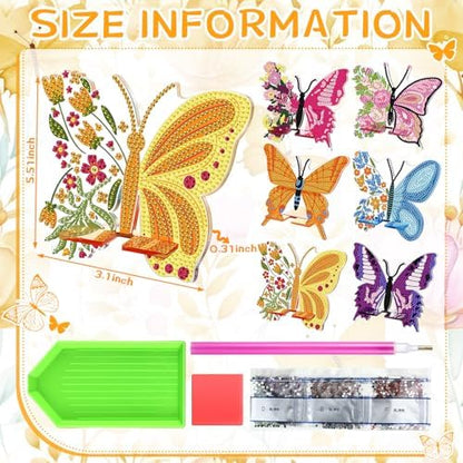 Saillong 6 Pcs Butterfly Diamond Art Phone Stand, Full Drill Crystal - Image 4