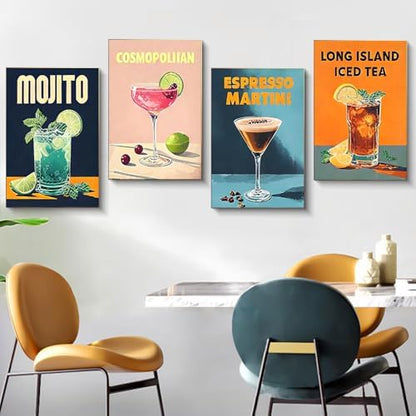 4 Pack Framed Paint by Numbers Kit for Adults Cocktail with Wooden Easel - Image 2