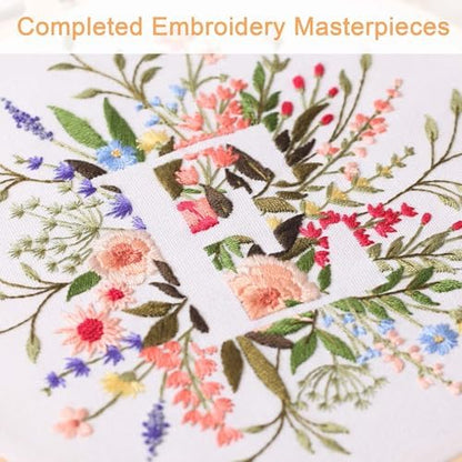 Harimau Letter E Pattern Embroidery Kit for Adult Beginners, Complete Starter Pack with 1 Hoop, Needles, Instruction Guide & Embroidery Stitch Video Tutorials - Image 6