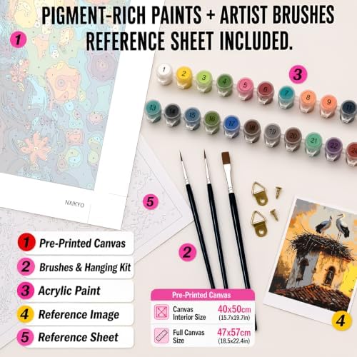 NXIKYO Old Church Paint by Number for Adults Beginners, Rustic Bell Tower Adults Paint by Numbers Kits on Canvas, DIY Oil Painting Acrylic Paints for Home Wall Art Decor(16x20inch) - Image 2