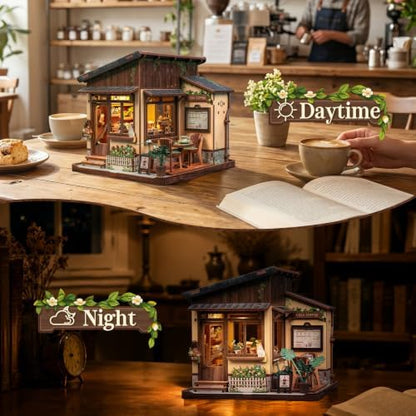 CUTEBEE DIY Miniature House Kit Japanese Coffee Shop Dollhouse - Image 5