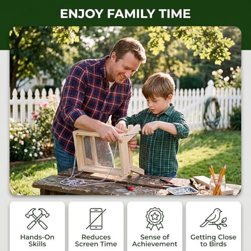 DIY Bird Feeder Kit for Kids and Adults, Wooden Picnic Table Hanging Bird Feeder Craft Kit with Paints, Brushes for Backyard Garden Bird Watching - Image 4