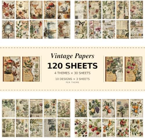 Vintage Botanical Scrapbook Paper, 120 Sheets - Image 2