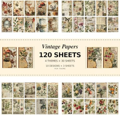 Vintage Botanical Scrapbook Paper, 120 Sheets - Image 2