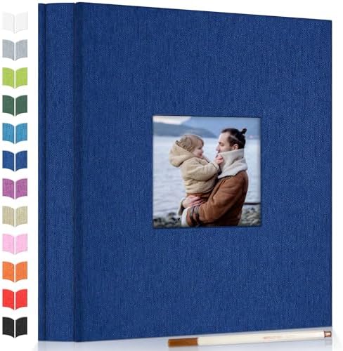 Artfeel Photo Album Self Adhesive Scrapbook Album for 3x5 4x6 5x7 8x10 Pictures,120 Pages Linen Cover with Display Window DIY Photo Book,Ideal Gifts for Family Travel Wedding Baby by Artfeel