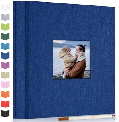 Artfeel Photo Album Self Adhesive Scrapbook Album for 3x5 4x6 5x7 8x10 Pictures,120 Pages Linen Cover with Display Window DIY Photo Book,Ideal Gifts for Family Travel Wedding Baby by Artfeel