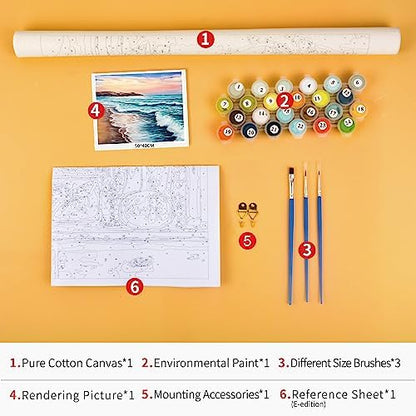TUMOVO Colorful Seaside Landscape Paint by Numbers Craft Kit for Adults - Image 3
