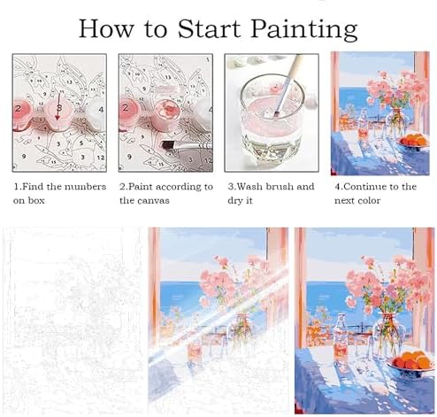 ZRIZQ Paint by Numbers Kit for Adults Beginner,Flowers Landscape,16x20 - Image 4