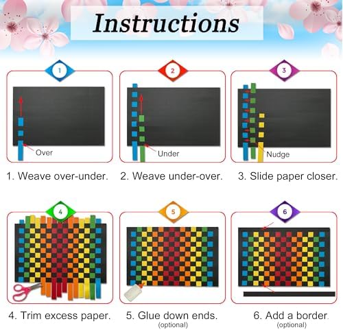 Origami Joy 15 Paper Weaving Project • Anxiety Relief PaperCraft • DIY Placemats with ¾-inch Paper Strips and 9x14-inch Mats • Beginner Learn to Weave • Arts & Craft Kits for Home and Classroom Decor - Image 3
