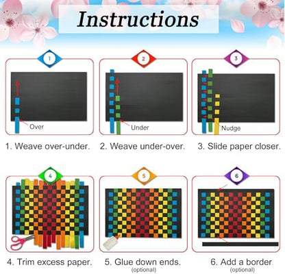 Origami Joy 15 Paper Weaving Project • Anxiety Relief PaperCraft • DIY Placemats with ¾-inch Paper Strips and 9x14-inch Mats • Beginner Learn to Weave • Arts & Craft Kits for Home and Classroom Decor - Image 3