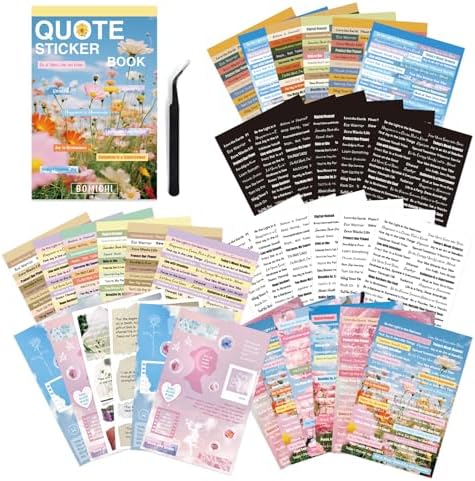 Bomichi Quote Stickers for Journaling, 48 Sheets 2800Pcs+ Word Motivational Inspirational Small Talk Stickers for Scrapbook Junk Journal Bullet Journal DIY Craft Card Making by Bomichi