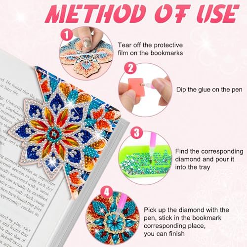WIVICO 4Pcs Diamond Painting Bookmarks, Diamond Pearl Art Kits for Adults - Image 5