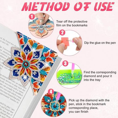 WIVICO 4Pcs Diamond Painting Bookmarks, Diamond Pearl Art Kits for Adults - Image 5