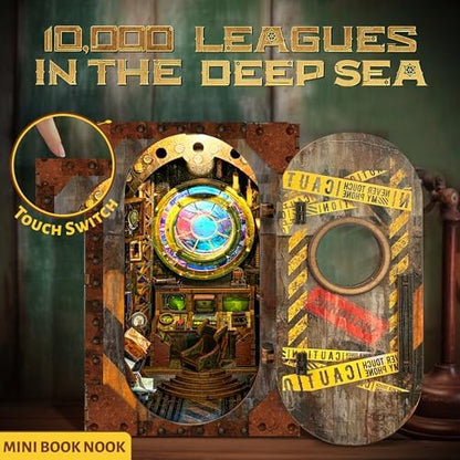 DIY Book Nook Kit, Submarine Miniature House Kit - Dollhouse Booknook Bookshelf Decor 3D Wooden Puzzle - 1000 Leagues in The DEEP SEA (SQ-39) - Image 2