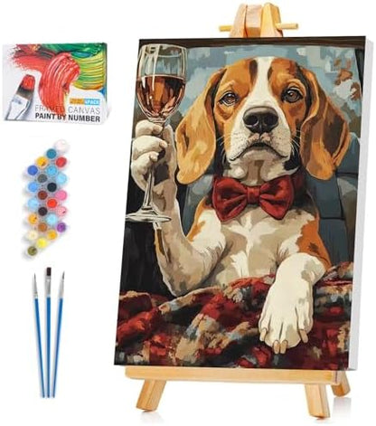 Framed Paint by Numbers Kit for Adults Beginner & Kids Ages 8-12, Funny Dog Adult Paint by Numbers with Frame, without Easel, DIY Acrylic Number Painting for Adults for Home Decor Gift 8 x 12 Inch by Unknown