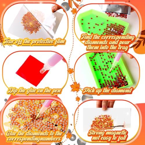 Saillong 12 Pack Fall Tree Diamond Painting Greeting Cards with Envelopes - Image 6