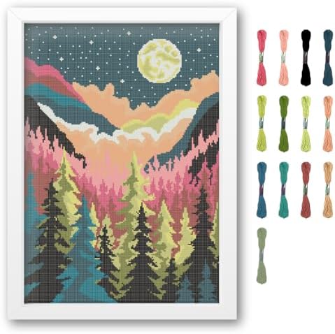 FREEBLOSS 11CT Scenery Cross Stitch Kits for Adults Beginners 17.7 * 19.7" by FreeandCreativeCraftsArt