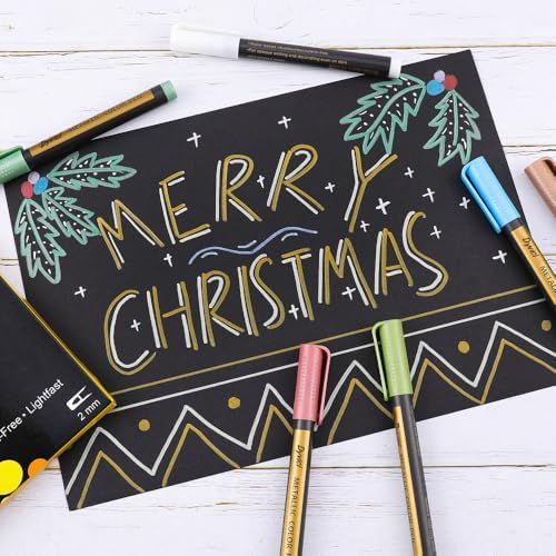 Dyvicl Metallic Marker Pens - Set of 10 Medium Point Metallic Markers for Rock Painting, Black Paper, Card Making, Scrapbooking Crafts, DIY Photo Album - Image 4