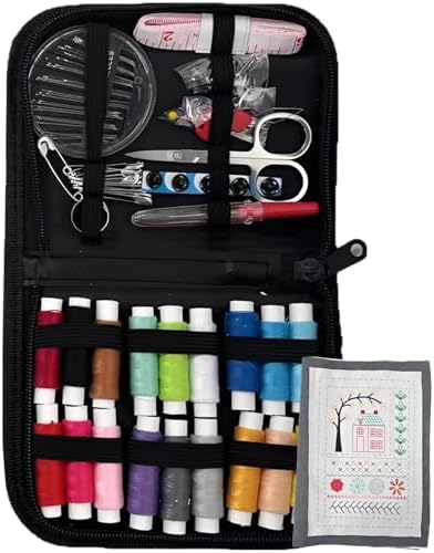 Stitches Embroidery Starter Kit Adult, Stitch Book and Sewing Kit with Safety Zipper, Portable DIY Embroidery Tools, 8.3 x 11 x 0.6 in / 21 x 28 x 1.5 cm, for Practice and Creative Projects by Unknown