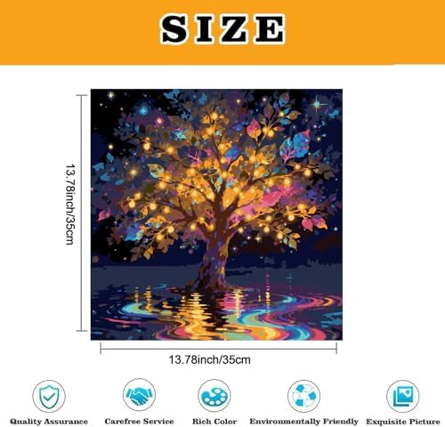 Tree of Life Paint by Numbers Kit for Adults Framed Canvas, Frameworkless - Image 3