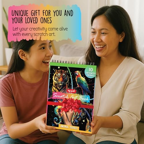 Scratch Art Book for Adults - Animal Series, 10 Rainbow Art and Crafts for Adults - Image 3