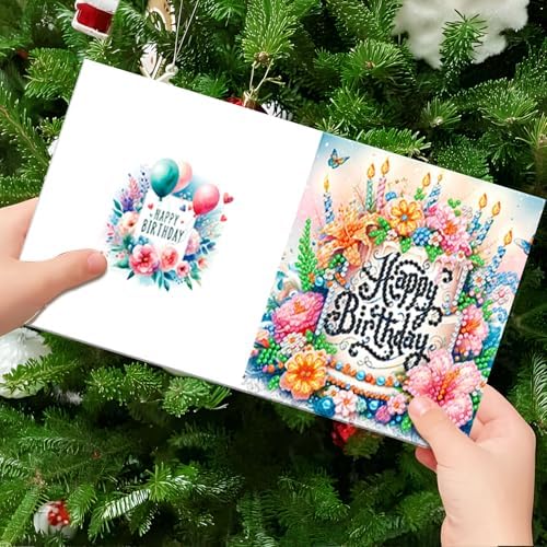 pigpigboss 6 Packs Happy Birthday Diamond Painting Greeting Cards - Image 6