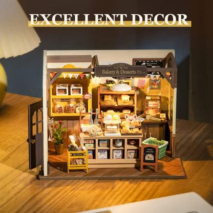 ROBOTIME Miniature House Kit, DIY Mini Dollhouse with LED Light for Adults - Image 3