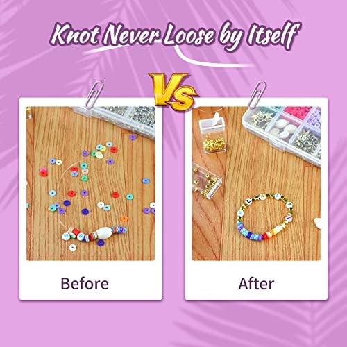 SZXTC 4 Pcs Clay Beads Bracelets Professional Elastic String Kont Fixing Drip, Keep Stretch String Braclet Stay Tied for Flat Round Polymer Heishi Beads Spacer Charm Jewelry Making Kit - Image 2