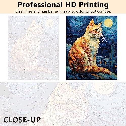 TUMOVO Abstract Cat and Starry Sky Paint by Numbers Craft Kit for Adults - Image 2