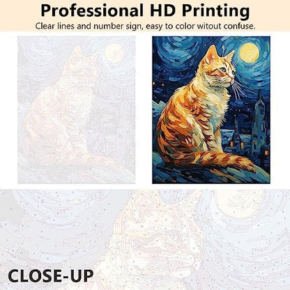 TUMOVO Abstract Cat and Starry Sky Paint by Numbers Craft Kit for Adults - Image 2