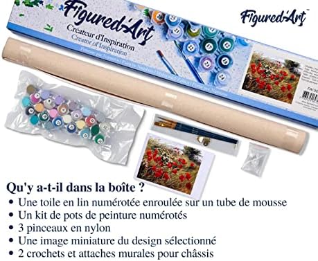 Figured'Art Paint by Numbers Kit for Adults Wild Flowers in The Countryside 16"x20" - Craft Art Painting DIY Kit Rolled Canvas Without Frame - Image 5