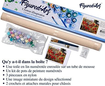 Figured'Art Paint by Numbers Kit for Adults Wild Flowers in The Countryside 16"x20" - Craft Art Painting DIY Kit Rolled Canvas Without Frame - Image 5