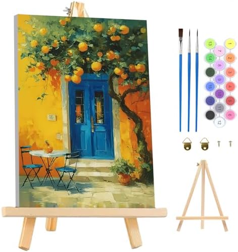 MAXBYE Framed Paint by Numbers Kits for Adults, Lemon Tree Paint by Numbers Kit for Adults with Wooden Easel, Easy DIY Oil Painitings Kits with Tools for Beginners Gift Home Wall Decor 10×14 Inch by MAXBYE