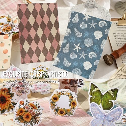 OKUPAN Scrapbook Supplies Kit – 100PCS Vintage Cottagecore Floral Scrapbook Paper & Stickers, 4 Sizes Pastoral Scrapbooking Supplies for Journaling, Card Making & DIY Gifts (Green) - Image 3