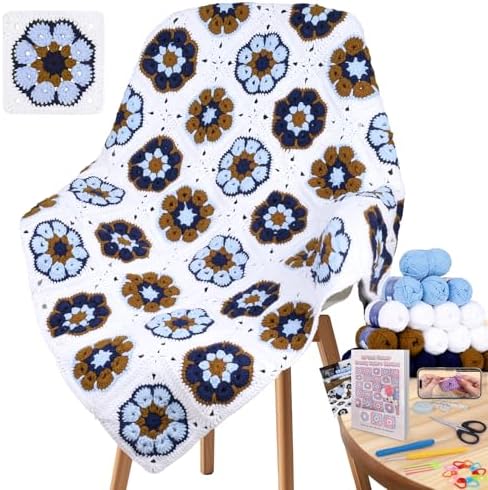 Coopay Crochet Blanket Kit for Beginners, Easily Granny Square Blanket Kit by Coopay