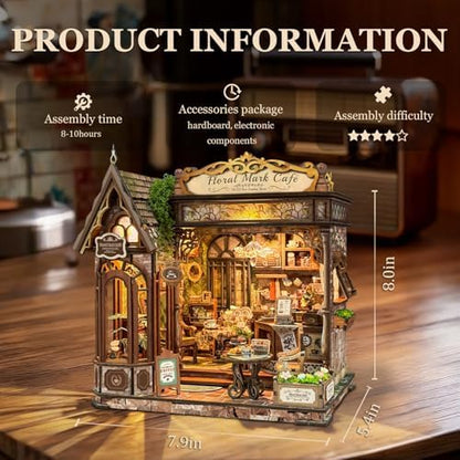 Floral Mark Cafe Book Nook Kit for Adults with LED Lights - Image 2