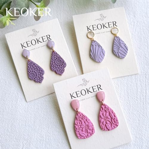 KEOKER Polymer Clay Texture Roller, Polymer Clay Roller for Making Earrings, Like Polymer Clay Texture Sheets, Great Work with Polymer Clay Cutters (Boho A), Floral A - Image 6