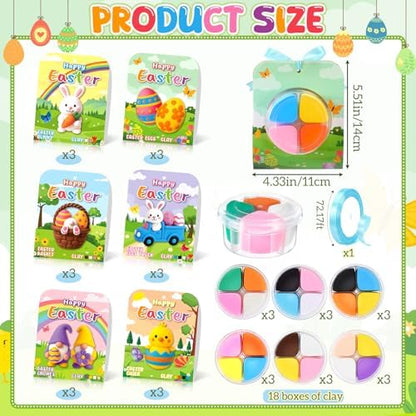 Capoda 18 Sets Easter Craft Kits Gifts for Kids Easter Air Dry Clay Kit Bunny Eggs DIY Modeling Clay with Tutorials Art Crafts for Kids Party Favors Basket Stuffers Classroom Prizes Fun Activities - Image 3