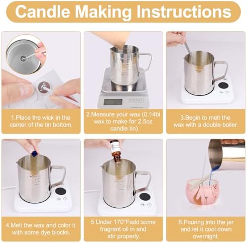 Candle Making Kits for Adults, Candle Making Supplies Accessory for Beginner, DIY Scented Candle with Beeswax, Essential Oil, Wicks, Wax Melting Pot, Moulds, Candle Jars, Dye, Make Your Own Candle - Image 5