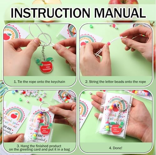 Suncalla 984 Pcs 24 Set Teacher Keychain Making Kit Teacher Charm Gifts - Image 3