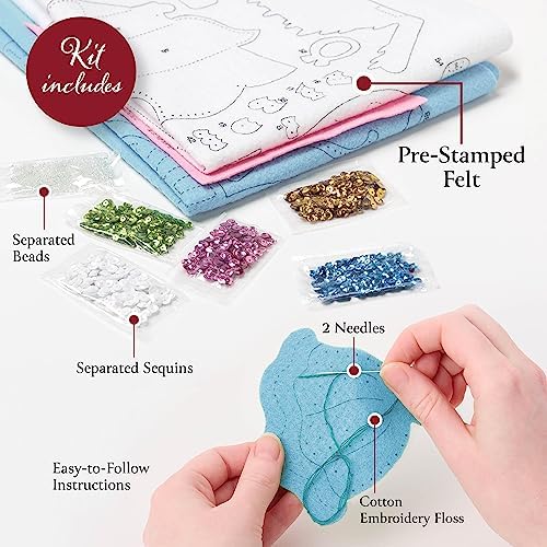 Bucilla Felt Applique 3 Piece Ornament Making Kit, Bunny Kitties, Perfect for DIY Arts and Crafts, 89686E - Image 3