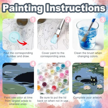 Black Cat Framed Paint by Numbers Kit for Adults Beginner 8x12 inch - Image 6